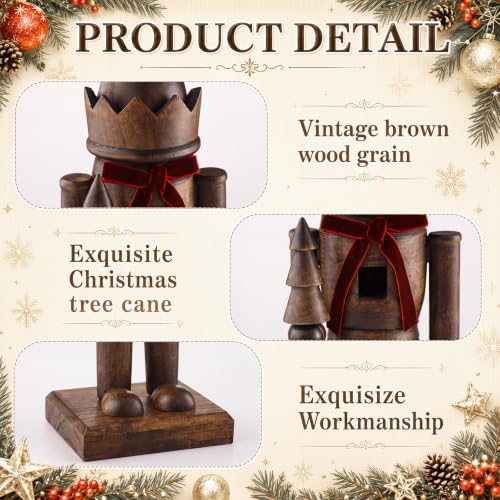 Dark Walnut Finish Wooden Nutcracker Set - 2 Pcs Christmas Decor