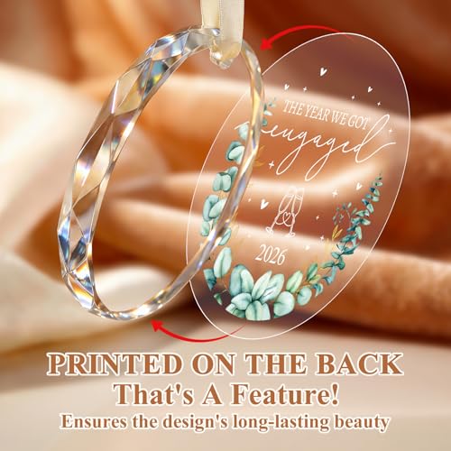 Engagement Ornament 2026, Crystal Glass Gift for Newly Engaged Couples