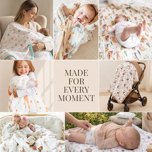 Organic Cotton Muslin Baby Blanket Farm Variation - Soft, Breathable Toddler Swaddle for Boys & Girls