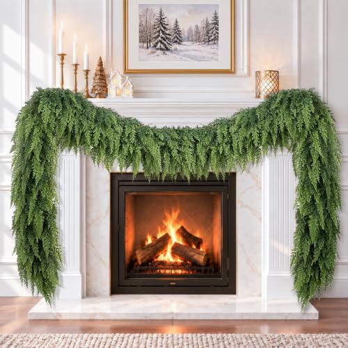 VersaCharm 9FT Extra Full Real Touch Cedar Christmas Garland - Outdoor Indoor Decor