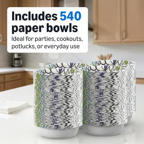 Disposable Paper Bowls 20 Oz - 540 Count (4 Packs of 135) White, Microwave Safe
