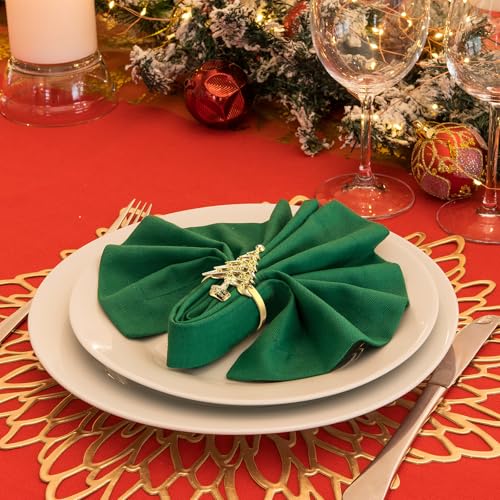 Tioncy 24 Pcs Christmas Napkin Rings - Reindeer & Ball Tree Gold Set