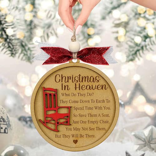 Christmas in Heaven with Chair Ornaments, Memorial Christmas Ornaments, Christmas Memorial Keepsake, for Grandma Grandpa Mom Dad.