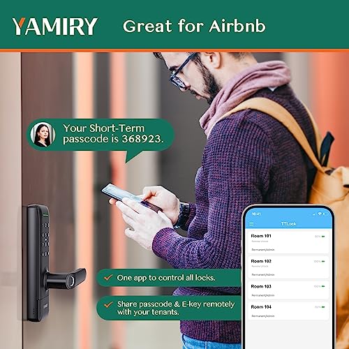 Yamiry Smart Biometric Door Lock Black Keyless Entry App Control 6 Ways to Unlock