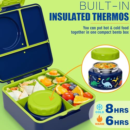Kids Bento Lunch Box Set with Thermo & Water Bottle - Leakproof & Insulated