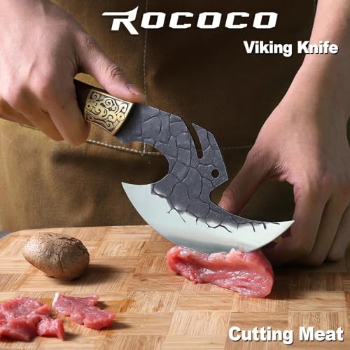 ROCOCO Viking Cleaver Knife 6.1in Full Tang Kitchen Axe Gift for Men