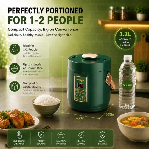 Mini Low Carb Rice Cooker 2-Cup Uncooked Multi-Functional Steamer