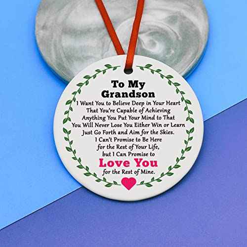 Grandson Ornament Gifts Christmas Ornament Grandson Birthday Gifts from Grandpa Grandma Encouragement Gift from Grandparents Christmas Gradation Going Away Gift for Grandkids
