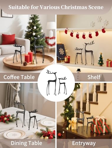 Sziqiqi Black Reindeer Christmas Decoration Set - Reindeer Figurines for Home Decor
