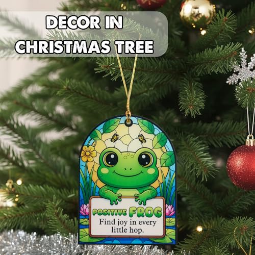 Solmay White Elephant Frog Ornament - Cute Frog Holiday Decor, Gift-Ready