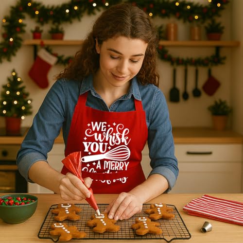 Funny Christmas Baking Apron for Women - Holiday Cooking Gift with Pockets