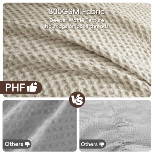 PHF Ultra Soft Waffle Comforter Set 3 Pieces King Linen | Breathable & Durable Bedding