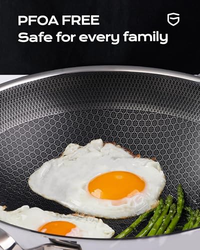 NeoForge 12 Inch Hybrid Wok with Lid - Honeycomb Crystal Nonstick & Even Heat