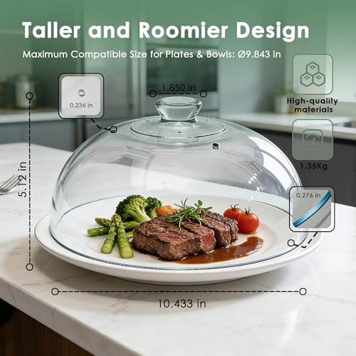 10-Inch Glass Microwave Splatter Cover with Steam Vents and Safety Handle