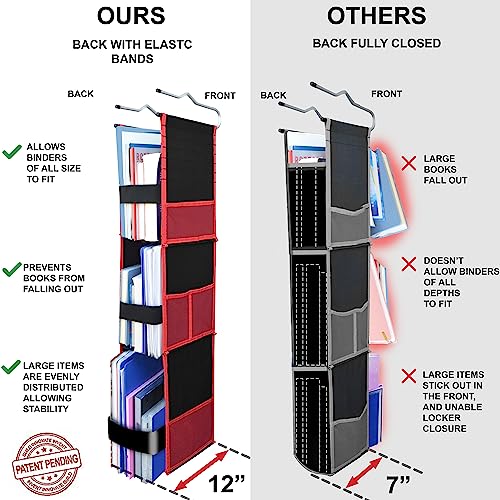Adjustable Locker Organizer Shelf for School Gym Work Black Red