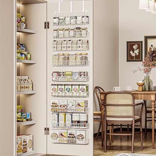 9-Tier Spice Rack Organizer with Door Hook Wall Mount Extra Large Capacity - White Variation