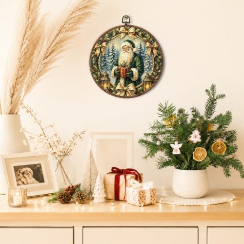 Saikociju Christmas Santa 03 Vintage Round Wall Art 10x10 in