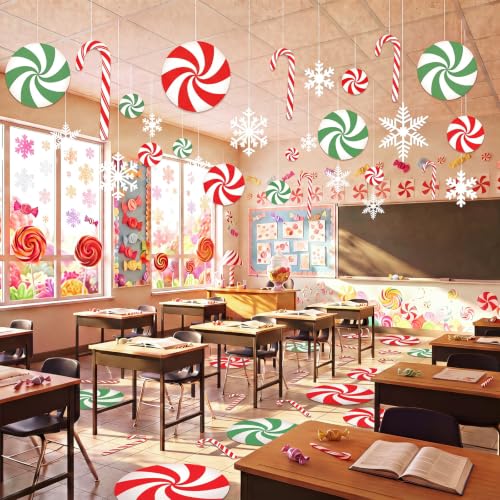 VioraWhite 30 Pcs Christmas Candy Snowflake Classroom Hanging