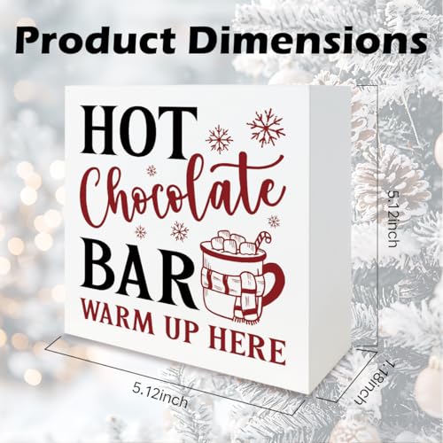 XYUJETFI Farmhouse Christmas Hot Chocolate Bar Sign - Winter Holiday Wall Art, 06 Color, 5.1x5.1 Inches