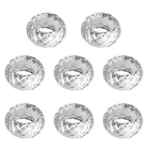 kitCom 8-Pack Crystal Napkin Rings, Diamond-Shaped K9 Crystal Napkin Holders