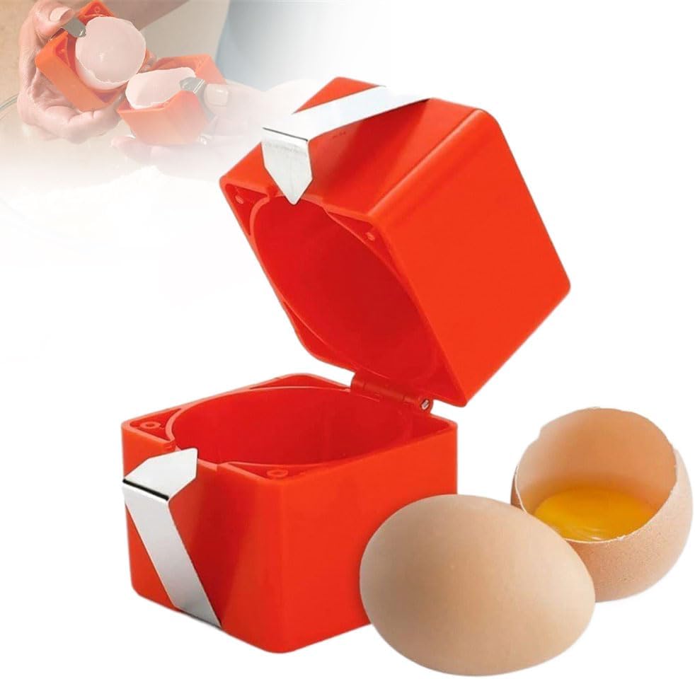 Skiennix Stainless Steel Egg Shell Opener - Multifunctional Cracker & Separator Tool | Easy Peeling, Orange