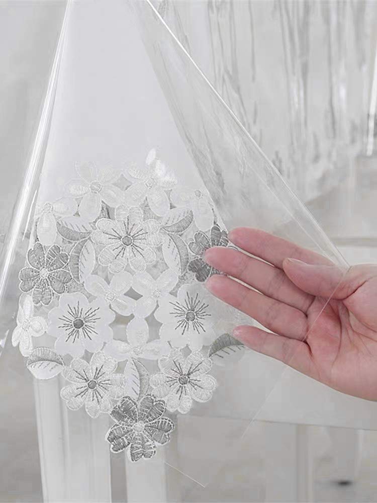 sancua Clear Plastic 100% Waterproof Tablecloth - 60 x 84 Inch - Vinyl PVC Rectangle Table Cloth Protector Oil Spill Proof Wipe Clean Table Cover for Dining Tables, Parties & Camping, Crystal Clear