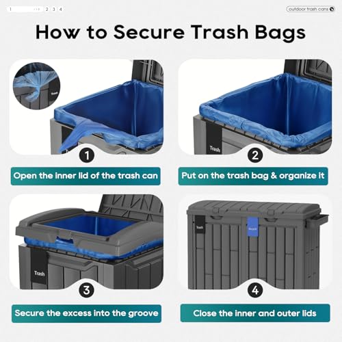 FDW 60G Dual Outdoor Trash Can with Lid & Safe Ashtray - Waste Sorting Bin