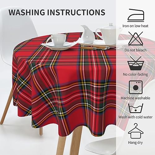 BETGINY Christmas Checkered Round Tablecloth 70x70 Inch Red Green Buffalo Plaid Holiday Decor