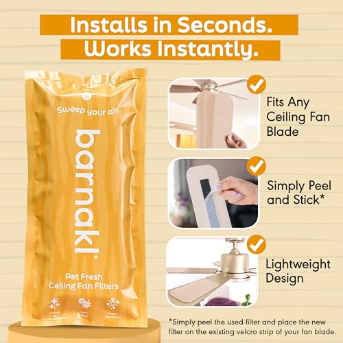 Barnakl Pet Odor & Dander Ceiling Fan Filter Set - 5 Pack, Natural Zeolite