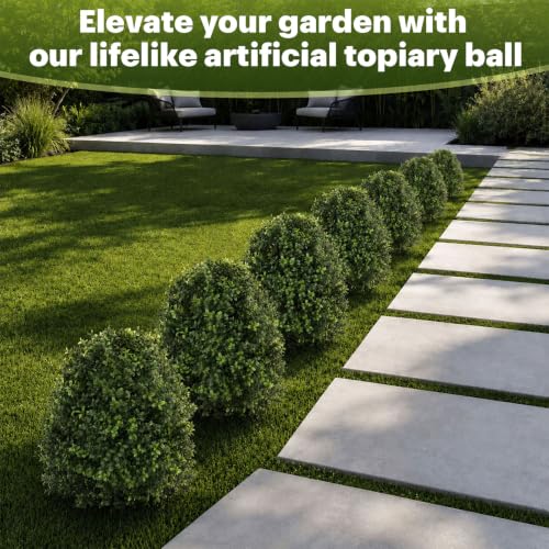 Upgraded 28.5 Inch Faux Boxwoods for Outdoor Planters UV Resistant Topiary Set