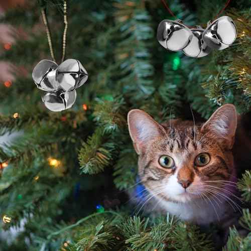 Jingle Bells for Crafts,1 Inch Large Jingle Bells Bulk, 50 Pcs Christmas Craft Bells for DIY Festival Home Wreath Christmas Party Decoration (Silver)