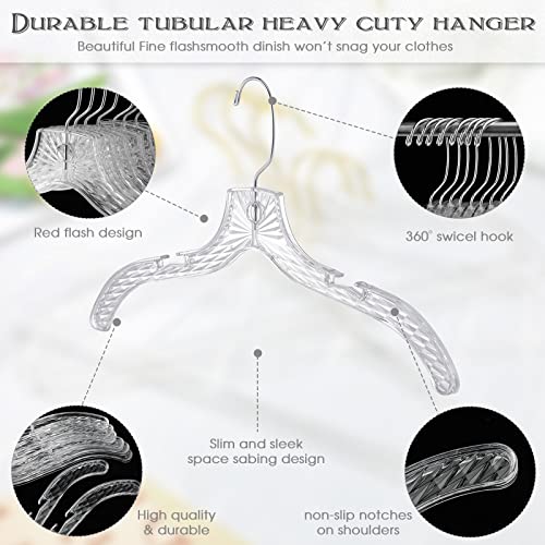 Clear Plastic Clothes Hangers Bulk 40 Pcs Slim Non-Slip Garment Organizers