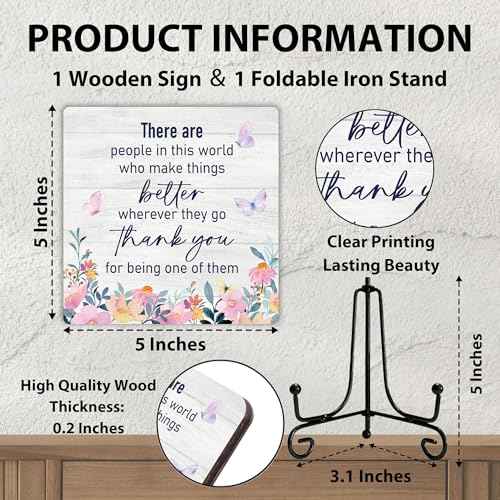 Thank You Gift for Women Men Grateful Gifts, Appreciation Gifts for Boss Leader Teacher Doctor Nurse, Coworkers Leaving Gift, Retirement Gifts, Decorative Sign with Stand, 5 x 5 Inches-B07