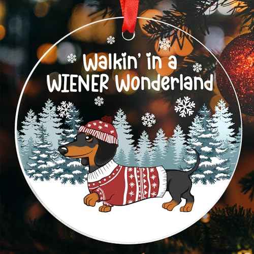 Dachshund Ornament - Dachshund Gifts for Women, Dog Lovers Gift Idea Acrylic Christmas - Weiner Christmas D?cor, Weiner Dog Christmas Ornament