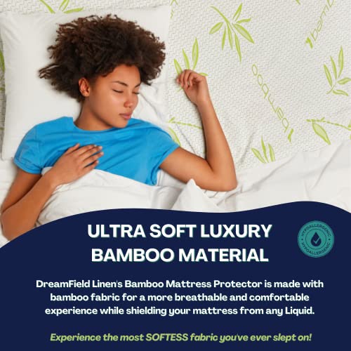 King Bamboo Mattress Protector with Zipper - Waterproof Cooling Bed Cover - Ultra Soft Breathable Noiseless Mattress Encasement