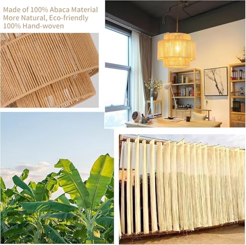 Plug-in Boho Woven Rattan Pendant Light - Dimmable Ceiling Lamp for Living Room & Bedroom - Variation of THIS listing 10