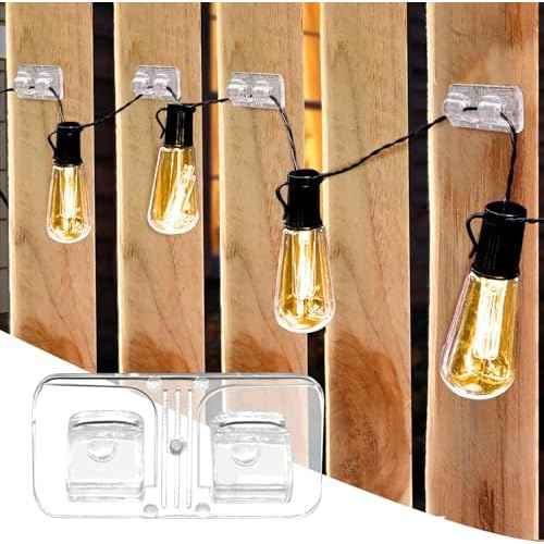 Hooks for Outdoor String Lights 27Pcs,No Drill Clear Cable Clips For Christmas Led Strips,?Heavy Duty Sticky Cord Holder Buckle With Waterproof Adhesive For Patio,Porch,Deck,Garden,Backyard