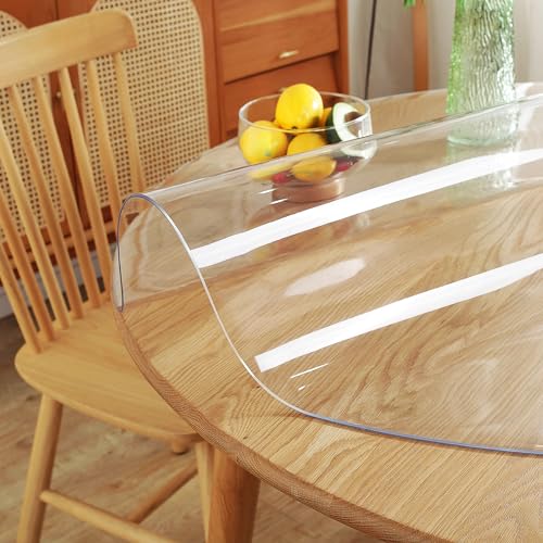 Warmstar Clear Table Protector 2mm Thick 48-Inch Round Cover - Food Safe, Scratch & Spill Protection