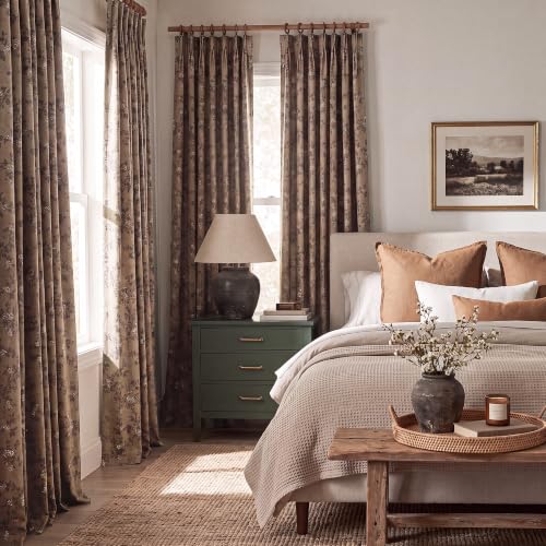 Khaki Linen Blackout Curtains 40x84 Inches, 2 Pack - Memory Pleat, Modern & Elegant