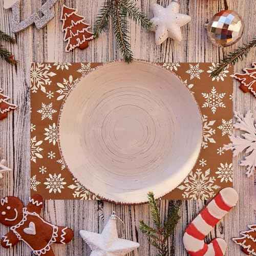 Christmas Day Table Runner,102¡¿11 Inches Velvet Luxury Gold Snowflakes Rectangle Long Farmhouse Table Runner for Romantic Events,Wedding Anniversary,Marriage Proposals,Engagements Party (Velvet/Brown)