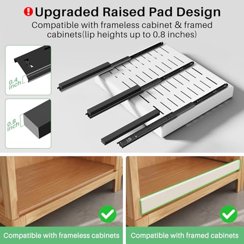 White Expandable Pull Out Cabinet Organizer 17"D×12-20"W with Heavy Duty Drawers