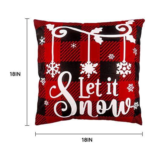 Christmas Pillow Covers 18x18 Set of 4 Winter Throw Pillow Covers Holiday Buffalo Plaid Pillow Covers Merry Christmas Pillows for Couch Sofa Home Decor Xmas Cushion Covers Indoor Decor Thicker
