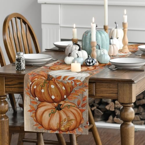 Artoid Mode 13 x 90 Inch Fall Table Runner Orange Durable Polyester Home Decor