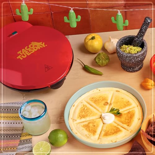 10-Inch Quesadilla Maker with 6 Wedges & Extra Stuffing Latch - Red
