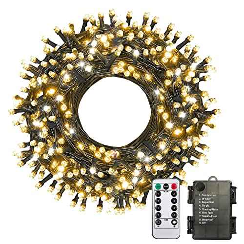 ITICdecor 33ft 100 LED Christmas String Lights, Waterproof Fairy Starry String Lights Battery Operated, 8 Modes Decorative Lights for Indoor Outdoor Xmas Tree Party Garden (Warm White)