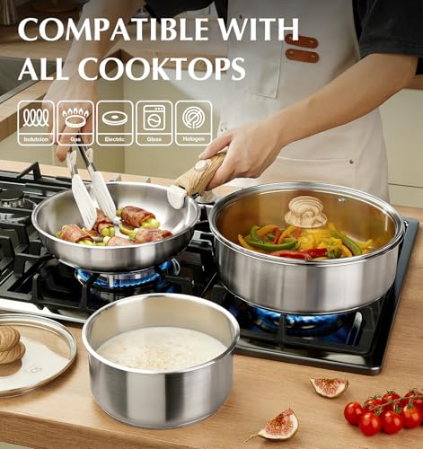 11-Piece Stainless Steel Cookware Set with Detachable Handles – Induction Compatible