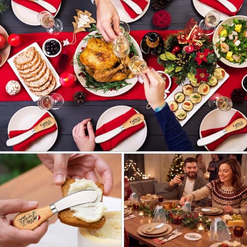 24-Piece Christmas Butter Knives Set with Engraved Holiday Design