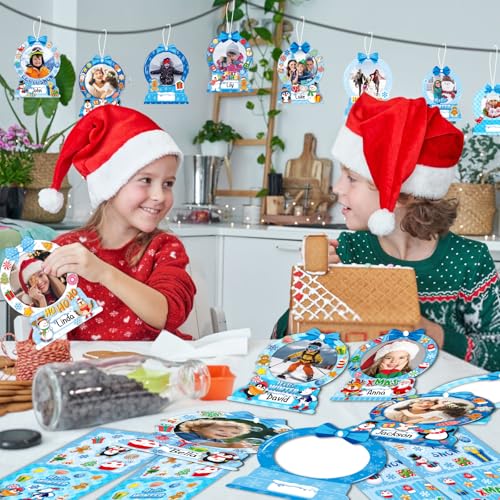 24 Sets DIY Paper Photo Frames-Snow Globe - Winter Bulletin Board Decorations DIY Photo Frames Fun Snow Globe Snowman Snowflake Crafts Winter Christmas Classroom Toddlers Holiday Party Activities