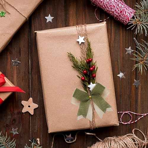 12 Pcs Double-Layered Burlap Bows 4 Inch Hanging Bows Rustic Bow Decor for Christmas Trees Holiday Farmhouse Fall Wreath Decoration (Sage Green)