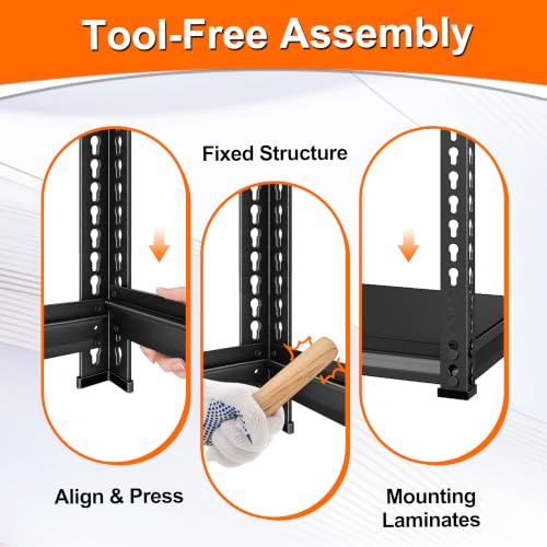Heavy Duty Metal Garage Shelving - 48W x 16D x 39H, Black, 3T-BK-48"Wx16"D